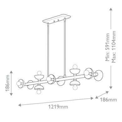 Suspension Palta Noir 10x40W ELSTEAD LIGHTING KL-PALTA-LP10-BK