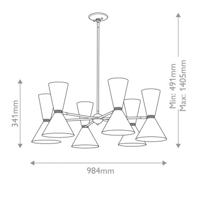 Lustre Phix Bronze et noir 12x40W  KL-PHIX-6-CBB