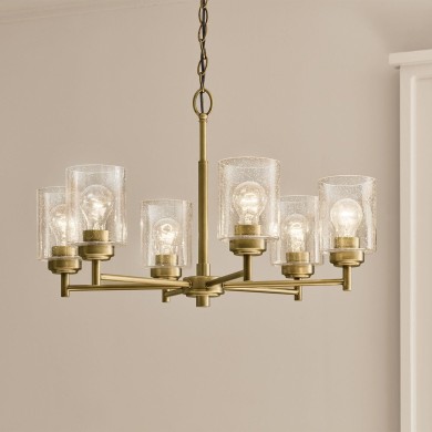 Lustre Winslow Laiton et transparent 6x60W ELSTEAD LIGHTING KL-WINSLOW6-NBR