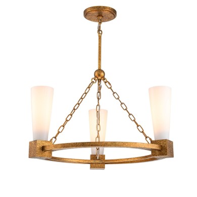Lustre Kristy Doré et opale 3x40W ELSTEAD LIGHTING KRISTY3-DG-OPAL