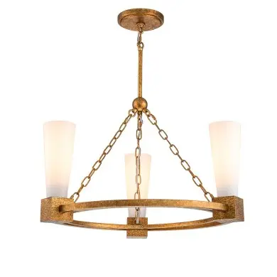 Lustre Kristy Doré et opale 3x40W ELSTEAD LIGHTING KRISTY3-DG-OPAL