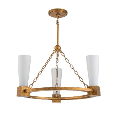 Lustre Kristy Doré et opale 3x40W ELSTEAD LIGHTING KRISTY3-DG-OPAL