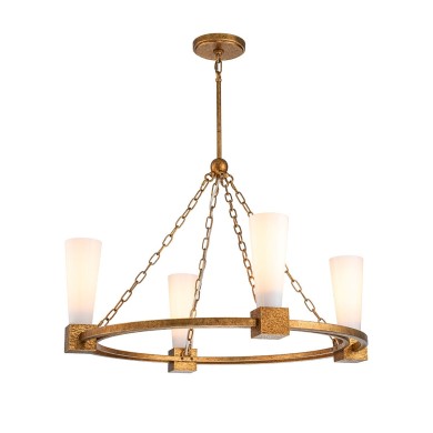 Lustre Kristy Doré et opale 4x40W ELSTEAD LIGHTING KRISTY4-DG-OPAL
