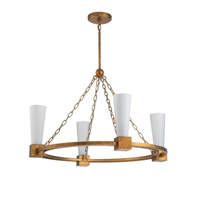 Lustre Kristy Doré et opale 4x40W ELSTEAD LIGHTING KRISTY4-DG-OPAL