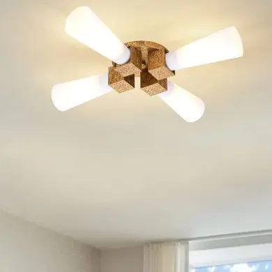 Plafonnier Kristy Doré et opale 4x40W ELSTEAD LIGHTING KRISTY-4P-DG-OPAL