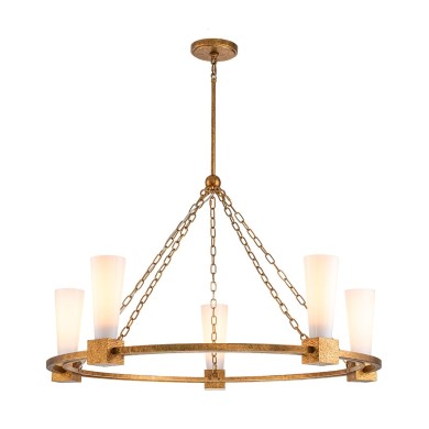 Lustre Kristy Doré et opale 5x40W ELSTEAD LIGHTING KRISTY5-DG-OPAL