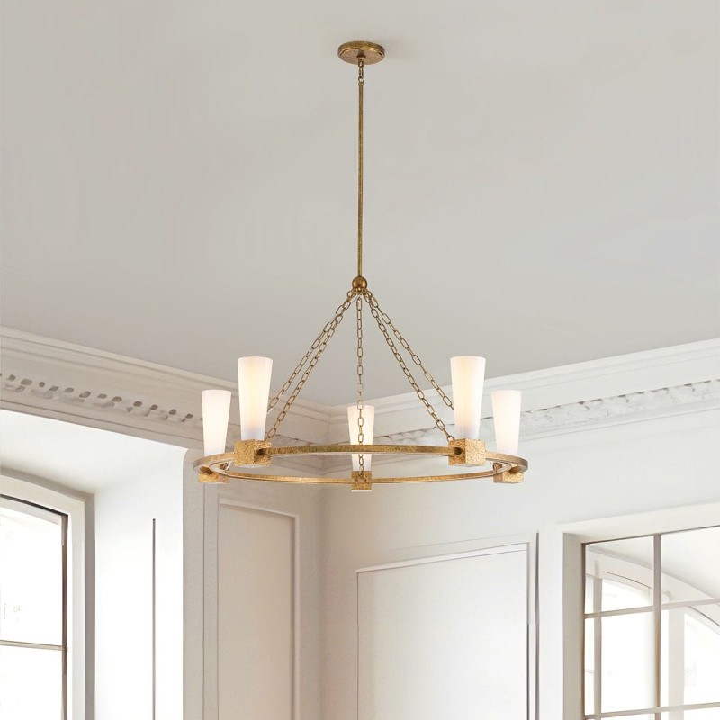 Lustre Kristy Doré et opale 5x40W ELS_KRISTY5-DG-OPAL KRISTY5-DG-OPAL Lustre Kristy Doré et opale 5x40W ELSTEAD LIGHTING KRISTY5-DG-OPAL