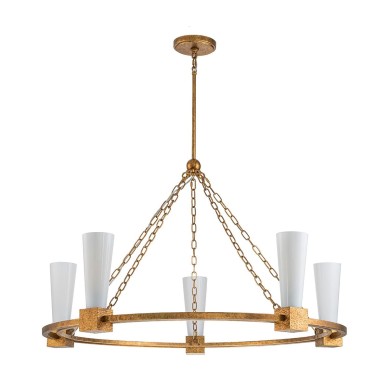 Lustre Kristy Doré et opale 5x40W ELSTEAD LIGHTING KRISTY5-DG-OPAL