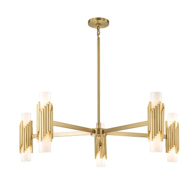 Suspension Marvele Laiton et opale 10x40W ELSTEAD LIGHTING MARVELE10-AB-OPAL