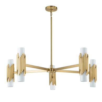 Suspension Marvele Laiton et opale 10x40W ELSTEAD LIGHTING MARVELE10-AB-OPAL