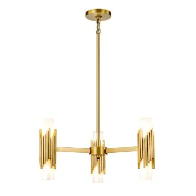 Suspension Marvele Laiton et opale 6x40W ELSTEAD LIGHTING MARVELE6-AB-OPAL