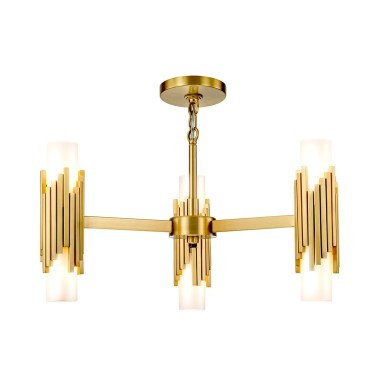 Suspension Marvele Laiton et opale 6x40W ELSTEAD LIGHTING MARVELE6-AB-OPAL