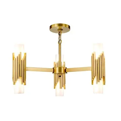 Suspension Marvele Laiton et opale 6x40W ELSTEAD LIGHTING MARVELE6-AB-OPAL