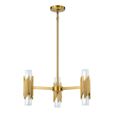 Suspension Marvele Laiton et opale 6x40W ELSTEAD LIGHTING MARVELE6-AB-OPAL