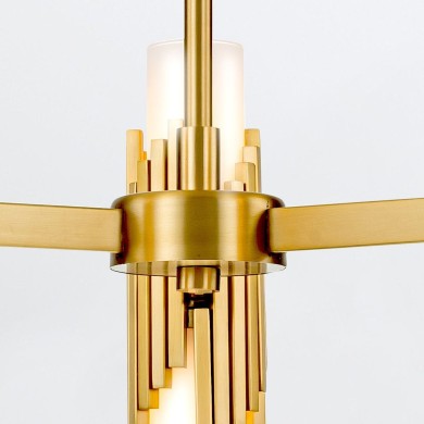 Suspension Marvele Laiton et opale 6x40W ELSTEAD LIGHTING MARVELE6-AB-OPAL
