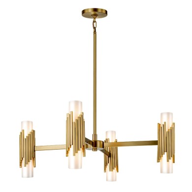 Suspension Marvele Laiton et opale 8x40W ELSTEAD LIGHTING MARVELE8-AB-OPAL