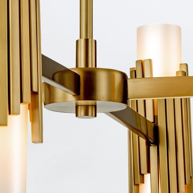 Suspension Marvele Laiton et opale 8x40W ELSTEAD LIGHTING MARVELE8-AB-OPAL