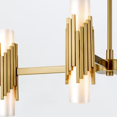 Suspension Marvele Laiton et opale 8x40W ELSTEAD LIGHTING MARVELE8-AB-OPAL