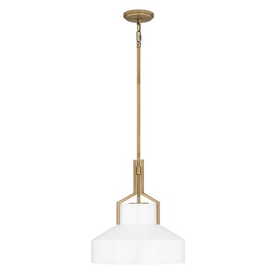 Suspension Brecken Laiton et opale 2x60W ELSTEAD LIGHTING QZ-BRECKEN-2P-AB-OPAL