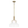 Suspension Brecken Laiton et opale 2x60W ELSTEAD LIGHTING QZ-BRECKEN-2P-AB-OPAL