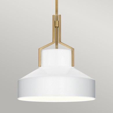 Suspension Brecken Laiton et opale 2x60W ELSTEAD LIGHTING QZ-BRECKEN-2P-AB-OPAL