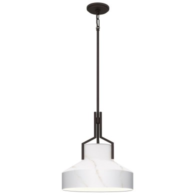 Suspension Brecken Bronze et opale 2x60W ELSTEAD LIGHTING QZ-BRECKEN-2P-OZ-ABG
