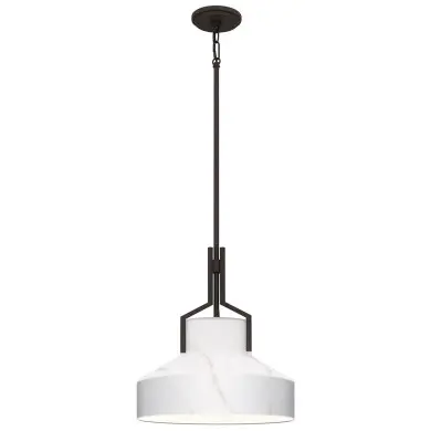 Suspension Brecken Bronze et opale 2x60W ELSTEAD LIGHTING QZ-BRECKEN-2P-OZ-ABG