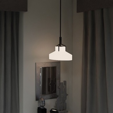 Suspension Brecken Bronze et opale 2x60W ELSTEAD LIGHTING QZ-BRECKEN-2P-OZ-ABG