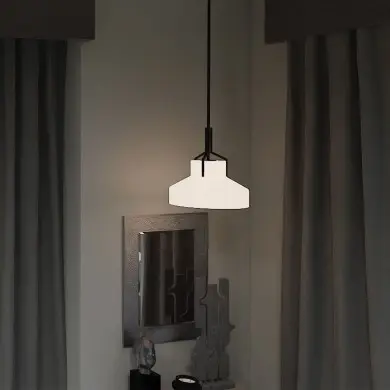 Suspension Brecken Bronze et opale 2x60W ELSTEAD LIGHTING QZ-BRECKEN-2P-OZ-ABG