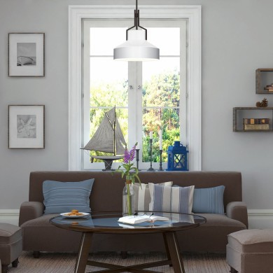 Suspension Brecken Bronze et opale 2x60W albâtre ELSTEAD LIGHTING QZ-BRECKEN-2P-OZ-OPAL