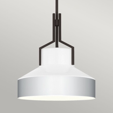 Suspension Brecken Bronze et opale 2x60W albâtre ELSTEAD LIGHTING QZ-BRECKEN-2P-OZ-OPAL