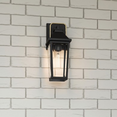 Applique Buckley Noir, laiton et transparent 40W petit ELSTEAD LIGHTING QZ-BUCKLEY-S-MBK