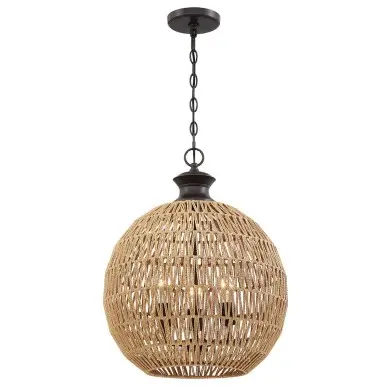 Suspension Casablanca Bronze et marron 3x60W ELSTEAD LIGHTING QZ-CASABLANCA-3P-PBZ