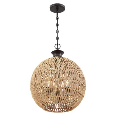 Suspension Casablanca Bronze et marron 3x60W ELSTEAD LIGHTING QZ-CASABLANCA-3P-PBZ