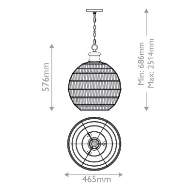 Suspension Casablanca Bronze et marron 3x60W ELSTEAD LIGHTING QZ-CASABLANCA-3P-PBZ