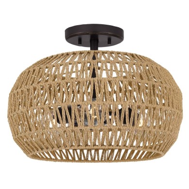 Plafonnier Casablanca Bronze et marron 3x60W  QZ-CASABLANCA-3SF-PBZ
