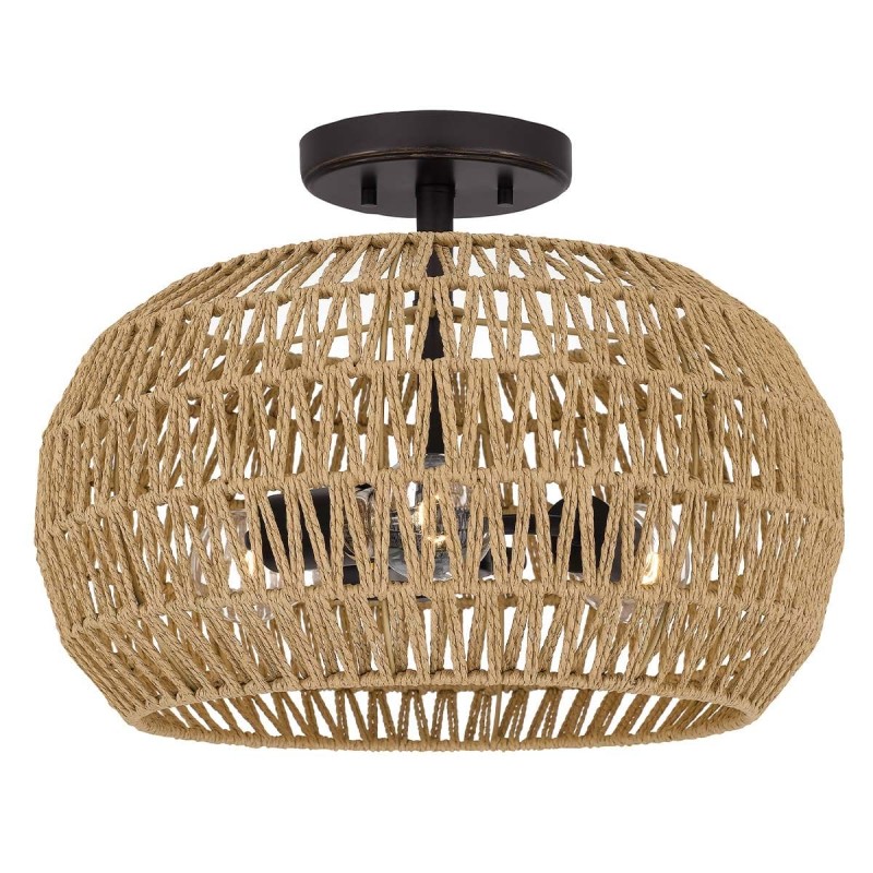 Plafonnier Casablanca Bronze et marron 3x60W  QZ-CASABLANCA-3SF-PBZ