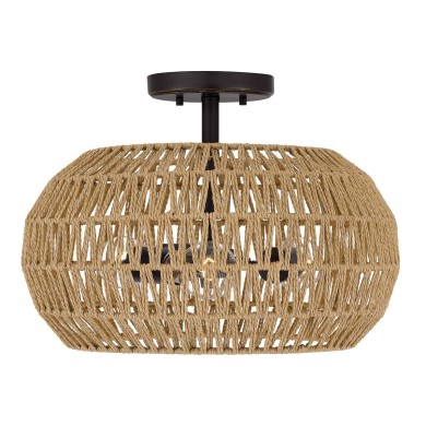 Plafonnier Casablanca Bronze et marron 3x60W  QZ-CASABLANCA-3SF-PBZ