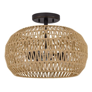 Plafonnier Casablanca Bronze et marron 3x60W  QZ-CASABLANCA-3SF-PBZ