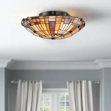 Plafonnier Inglenook Bronze et multicolore 2x60W ELSTEAD LIGHTING QZ-INGLENOOK-F-SMALL