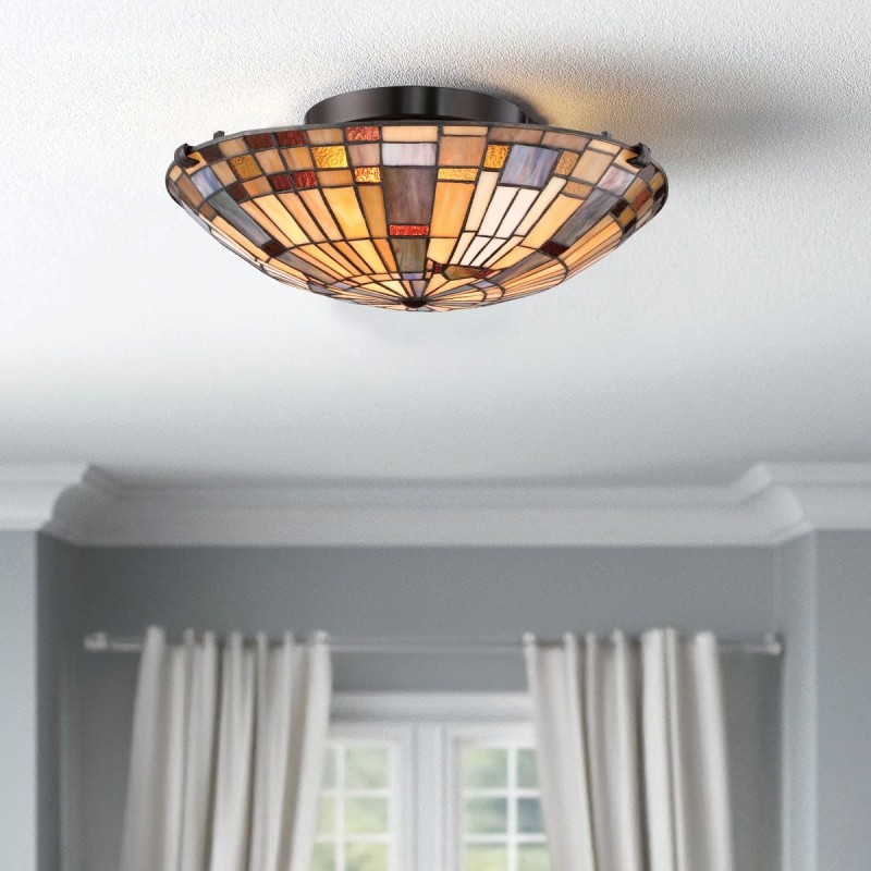 Plafonnier Inglenook Bronze et multicolore 2x60W ELS_QZ-INGLENOOK-F-SMALL QZ-INGLENOOK-F-SMALL Plafonnier Inglenook Bronze et multicolore 2x60W ELSTEAD LIGHTING QZ-INGLENOOK-F-SMALL