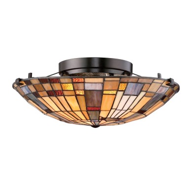 Plafonnier Inglenook Bronze et multicolore 2x60W ELSTEAD LIGHTING QZ-INGLENOOK-F-SMALL