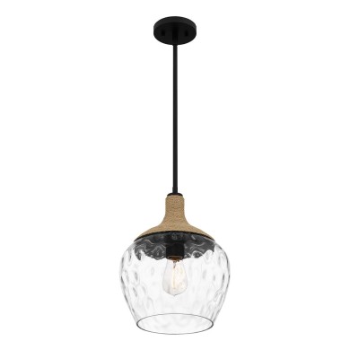 Suspension Royer Noir et transparent 60W ELSTEAD LIGHTING QZ-ROYER-1P-MBK