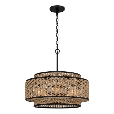 Suspension Teton Noir, acier et marron 5x60W ELS_QZ-TETON-5P-MBK QZ-TETON-5P-MBK Suspension Teton Noir, acier et marron 5x60W ELSTEAD LIGHTING QZ-TETON-5P-MBK