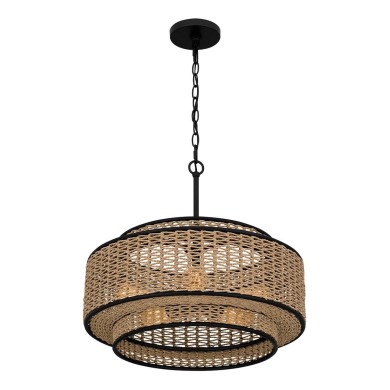 Suspension Teton Noir, acier et marron 5x60W ELSTEAD LIGHTING QZ-TETON-5P-MBK