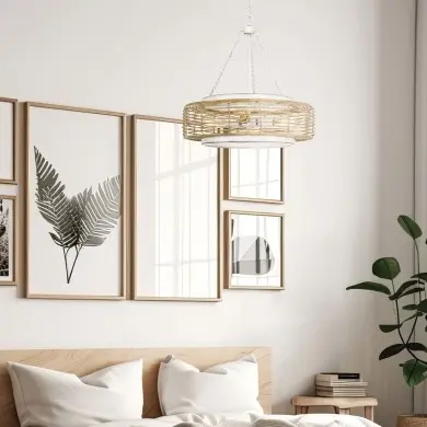 Suspension Waylon Blanc et marron 4x60W  QZ-WAYLON-4P-AWH