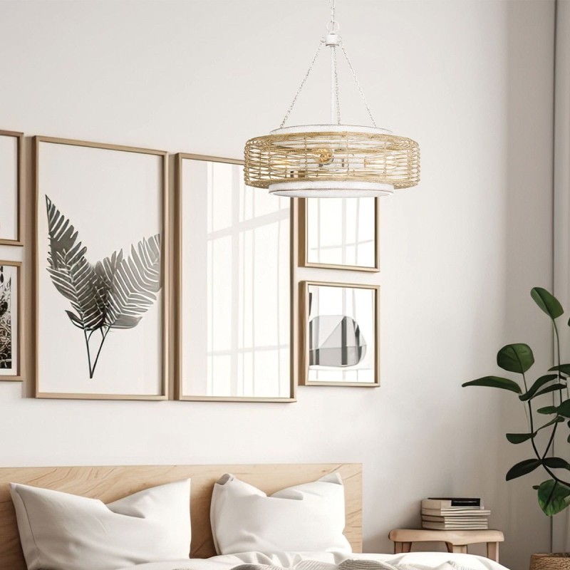 Suspension Waylon Blanc et marron 4x60W ELSTEAD LIGHTING QZ-WAYLON-4P-AWH