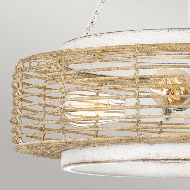Suspension Waylon Blanc et marron 4x60W ELSTEAD LIGHTING QZ-WAYLON-4P-AWH