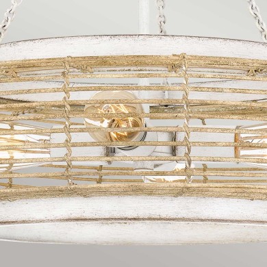 Suspension Waylon Blanc et marron 4x60W ELSTEAD LIGHTING QZ-WAYLON-4P-AWH