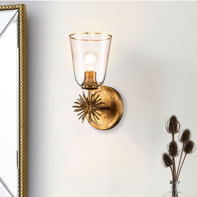 Applique Staring Doré et transparent 40W ELS_STARING-1WB-DG-CLEAR STARING-1WB-DG-CLEAR Applique Staring Doré et transparent 40W ELSTEAD LIGHTING STARING-1WB-DG-CLEAR
